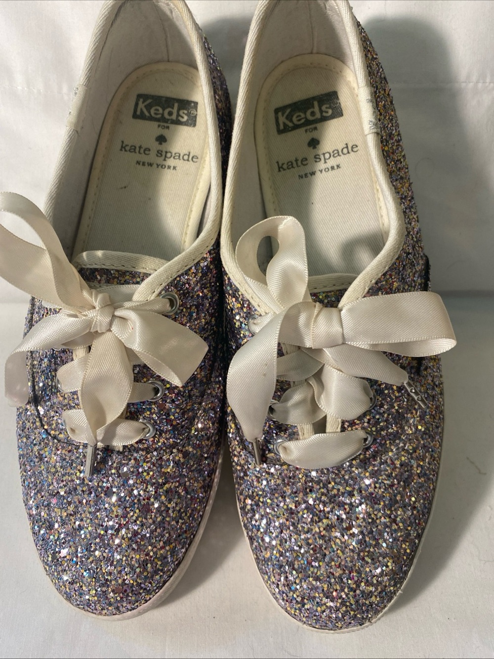 KEDS Kate Spade  Ribbon Lace-Up glitter shimmer Shoes - Sz 5.5 wedding wear